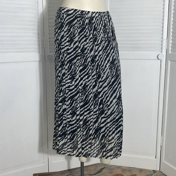 Vintage Zebra Sheer Chiffon Crinkle Pleated Layered Midi Skirt - Picture 1 of 14